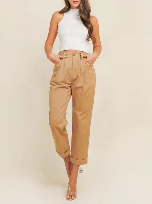 High waist pleated pants