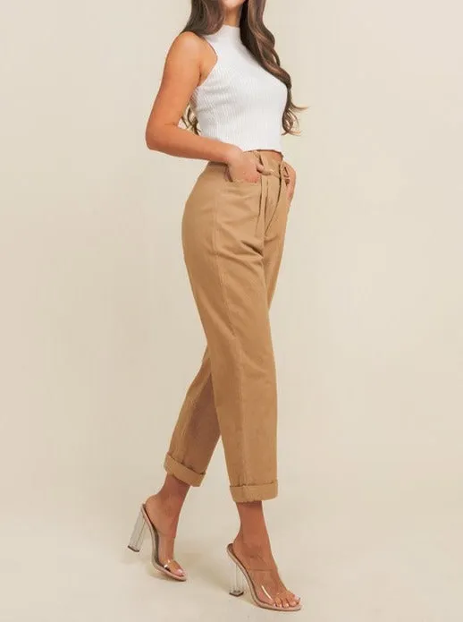 High waist pleated pants