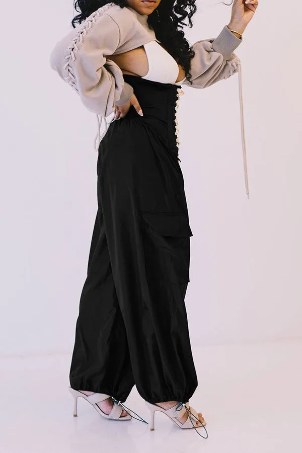 High Waist Solid Color Casual  Pants
