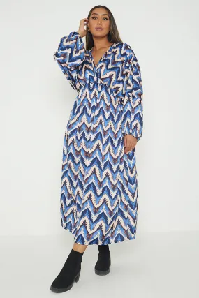 Italian Printed Wrap Over Maxi Dress