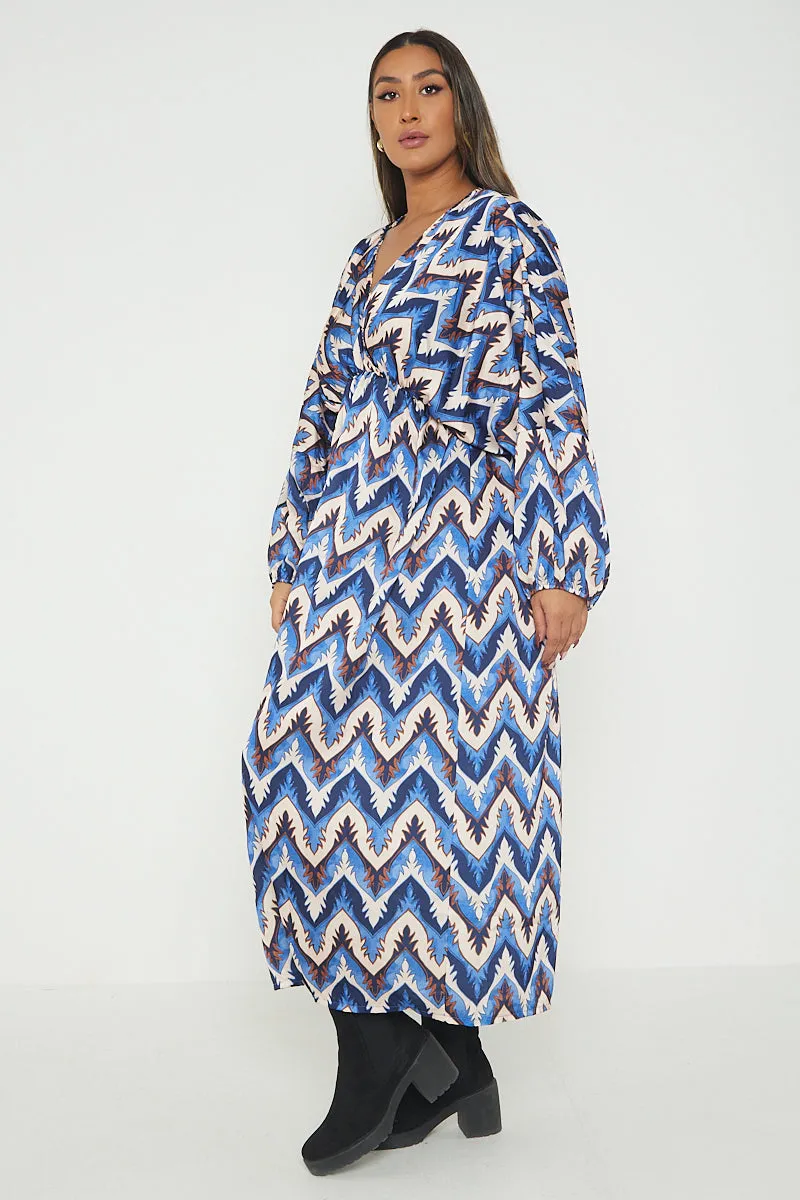 Italian Printed Wrap Over Maxi Dress