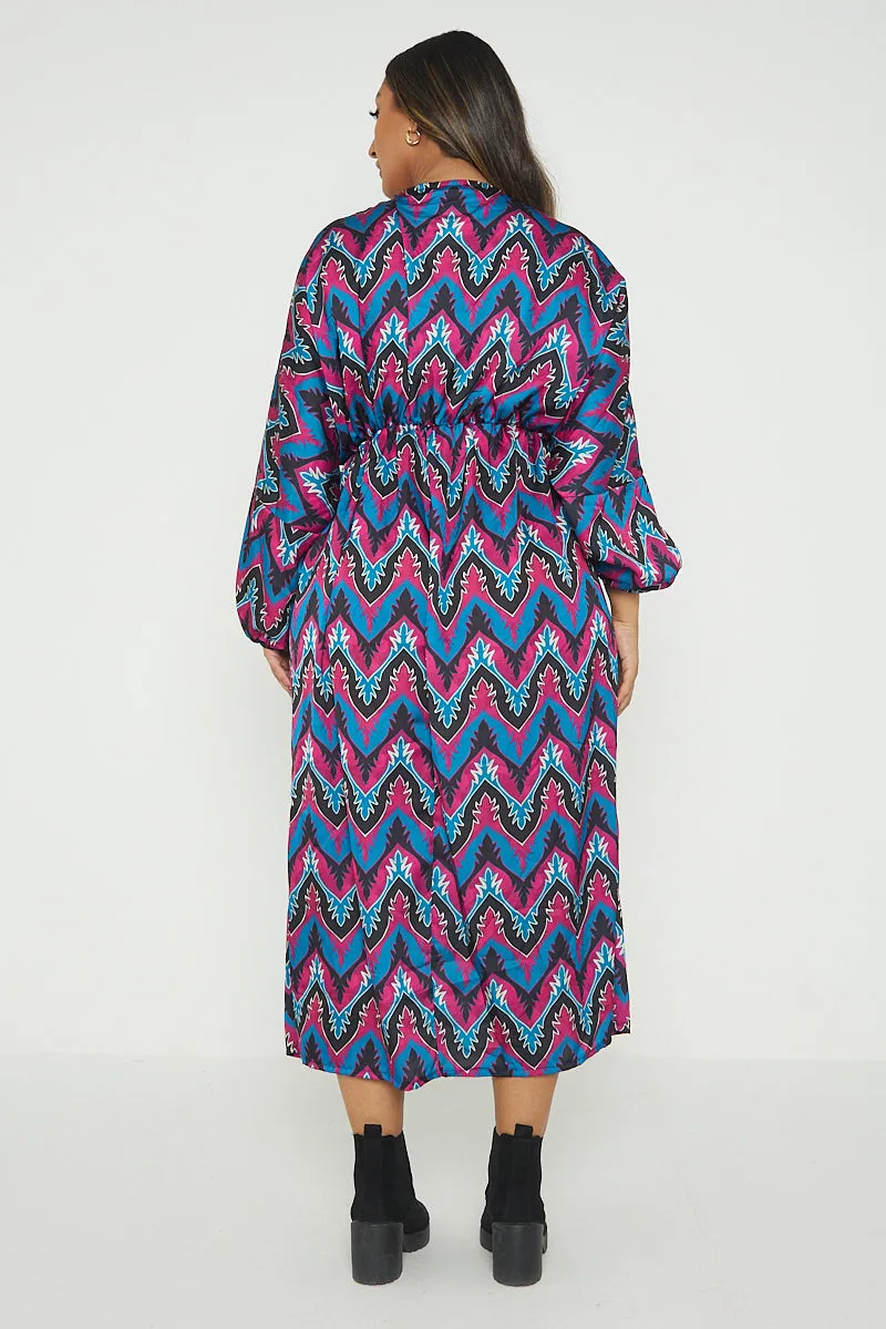 Italian Printed Wrap Over Maxi Dress