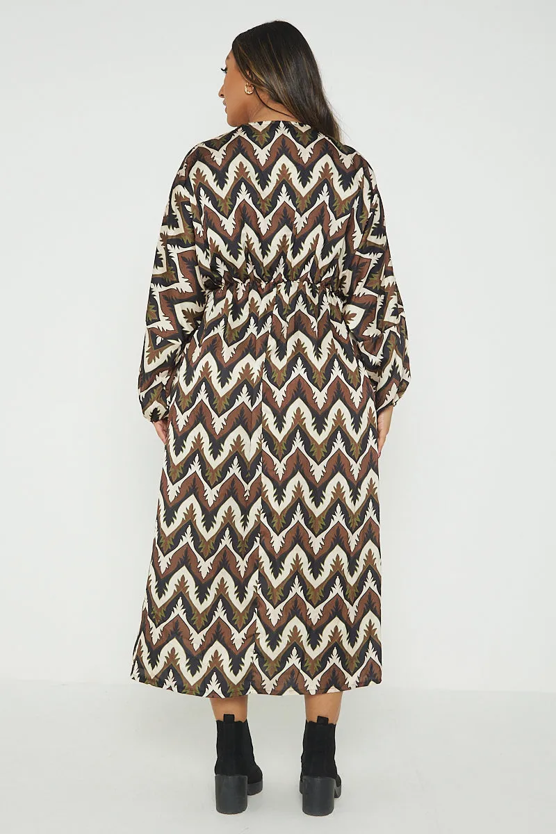 Italian Printed Wrap Over Maxi Dress