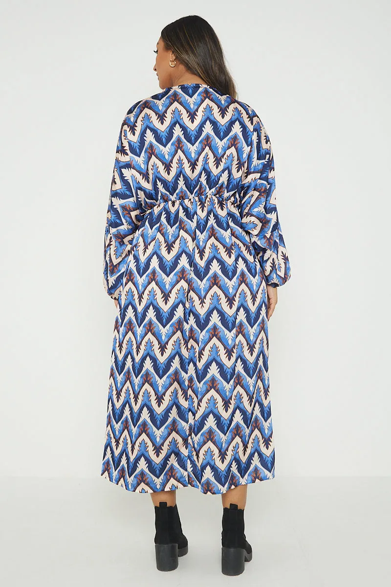 Italian Printed Wrap Over Maxi Dress