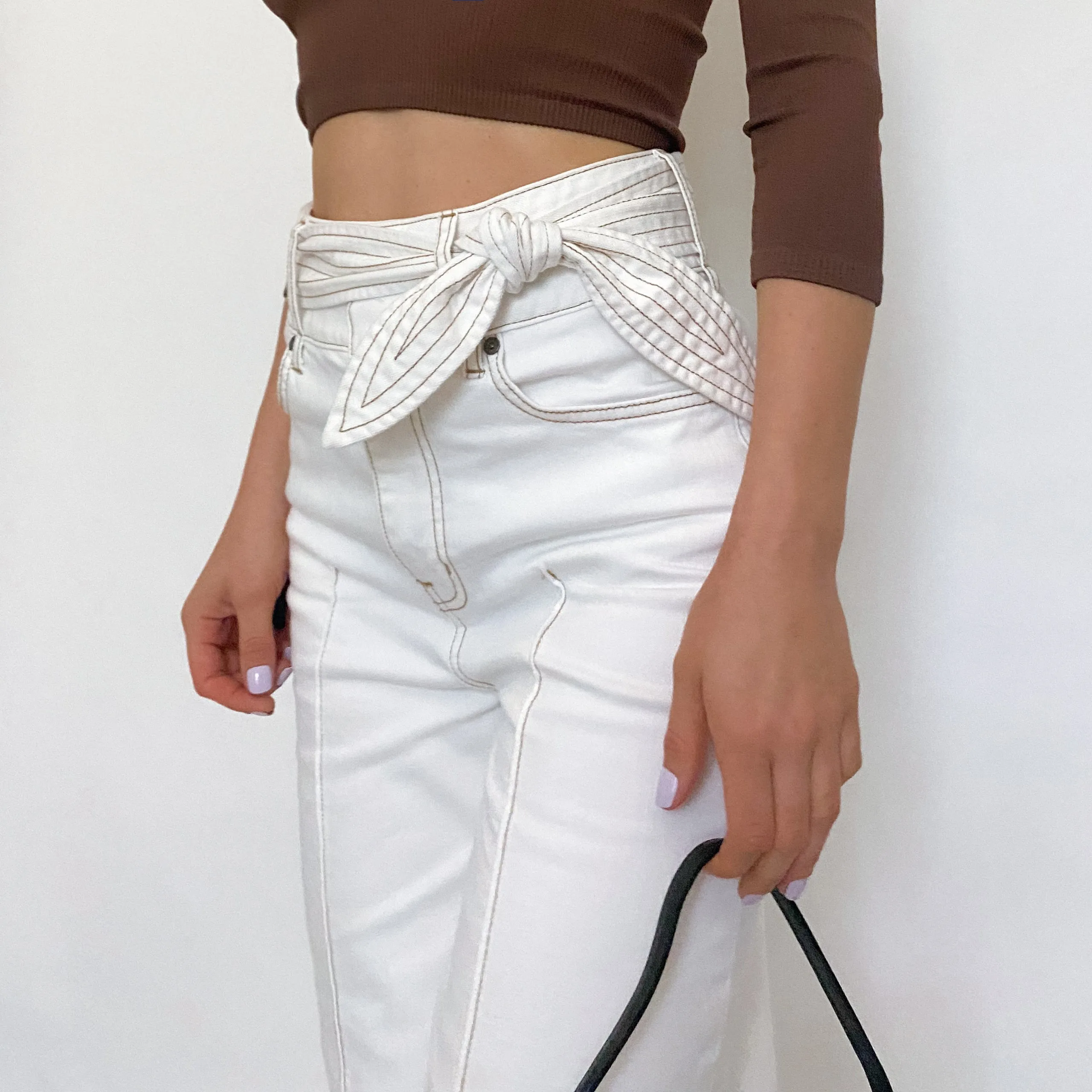 Joie White Cropped Wide Leg Jeans