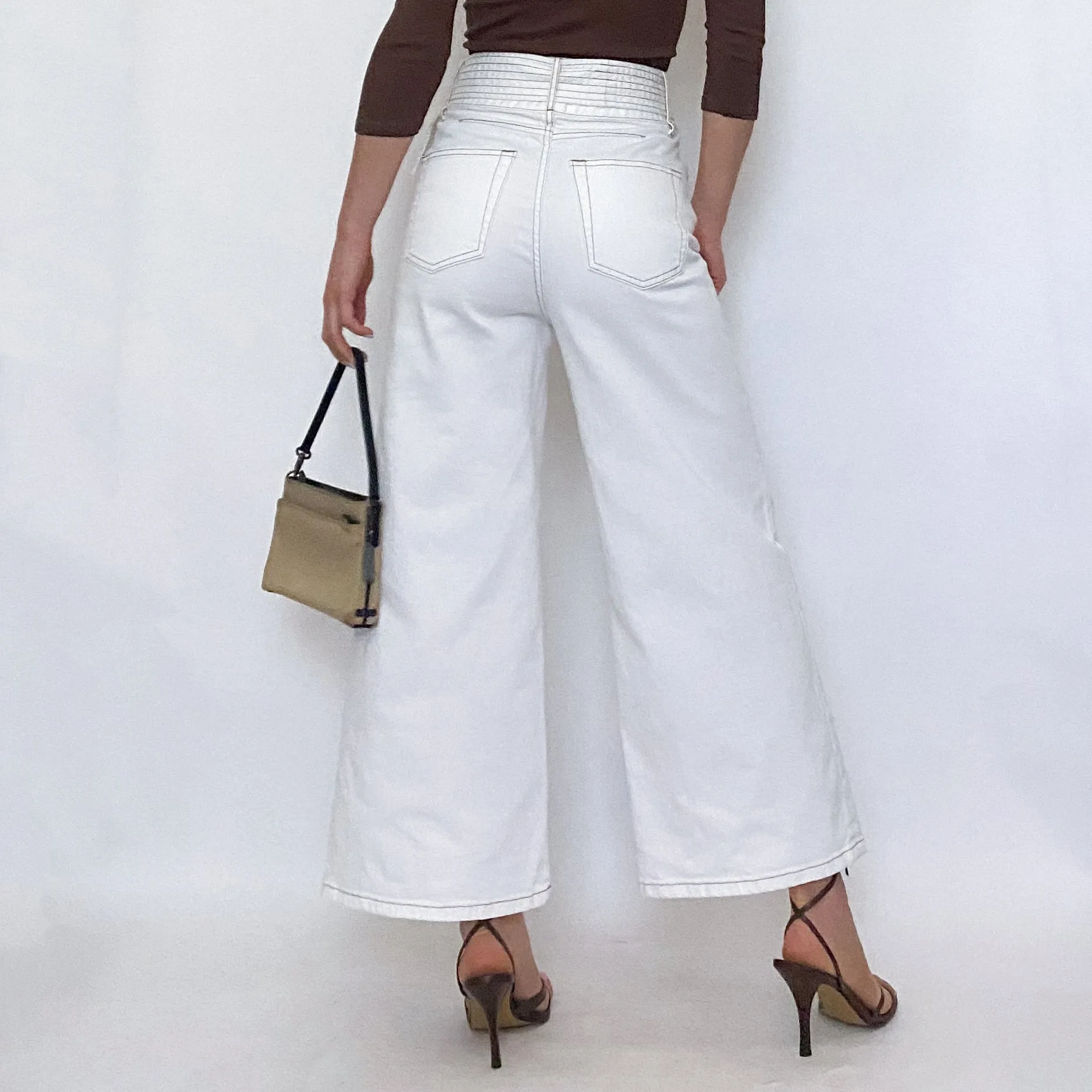 Joie White Cropped Wide Leg Jeans