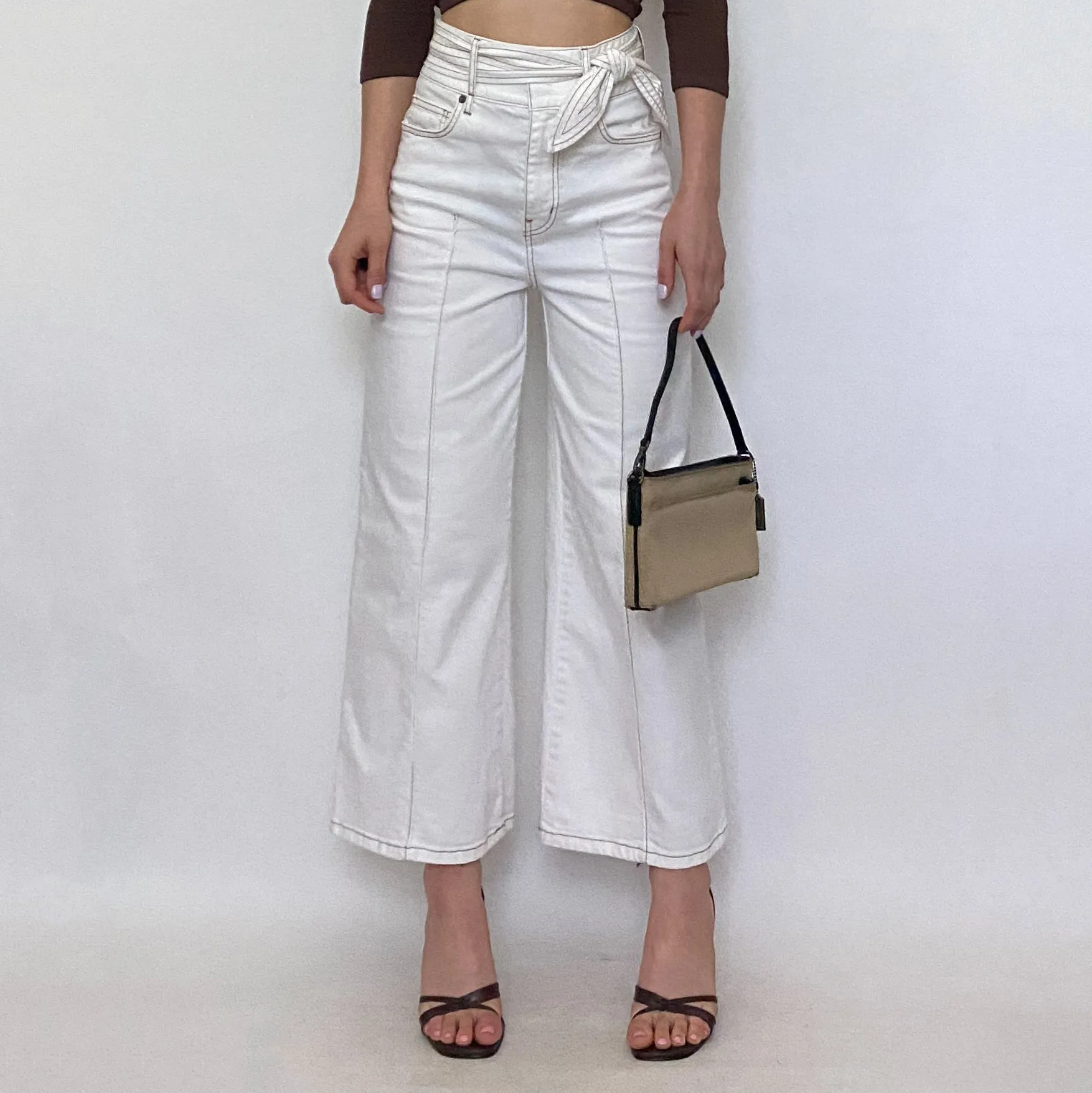 Joie White Cropped Wide Leg Jeans