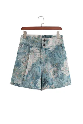 'Karina' Brocade High Waist Shorts