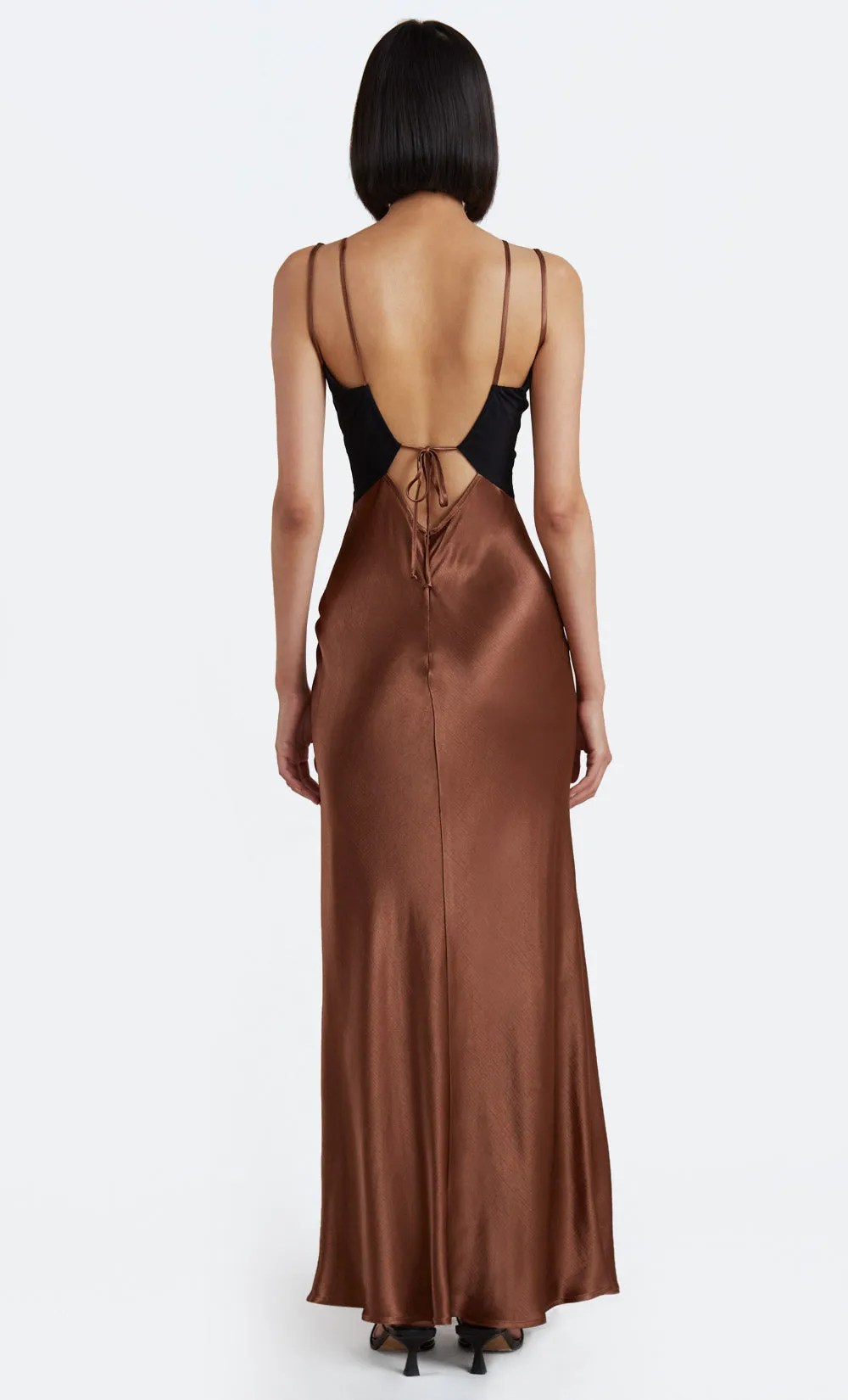 KEHLANI V DRESS - CHOCOLATE/BLACK