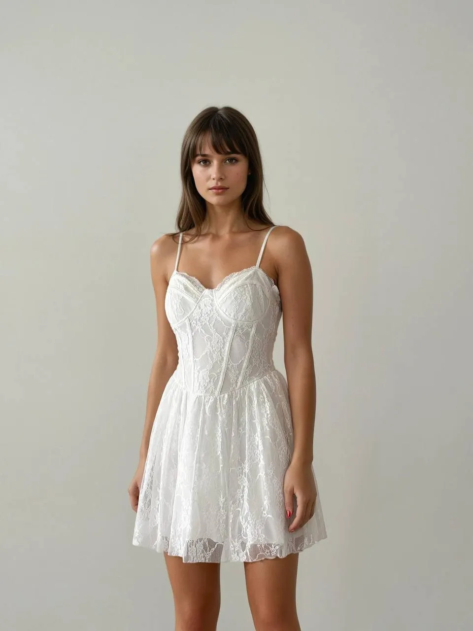 Lace Strap Mini Dress (Black & White)