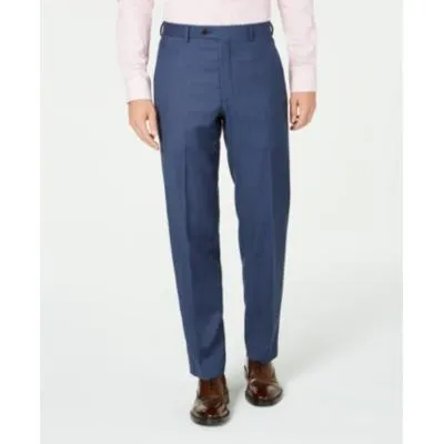 LAUREN RALPH LAUREN Mens Classic-Fit Blue Birdseye Dress Pants 42 x 30 Wool