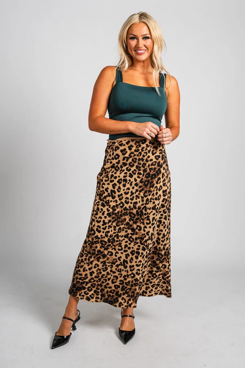 Leopard midi skirt brown