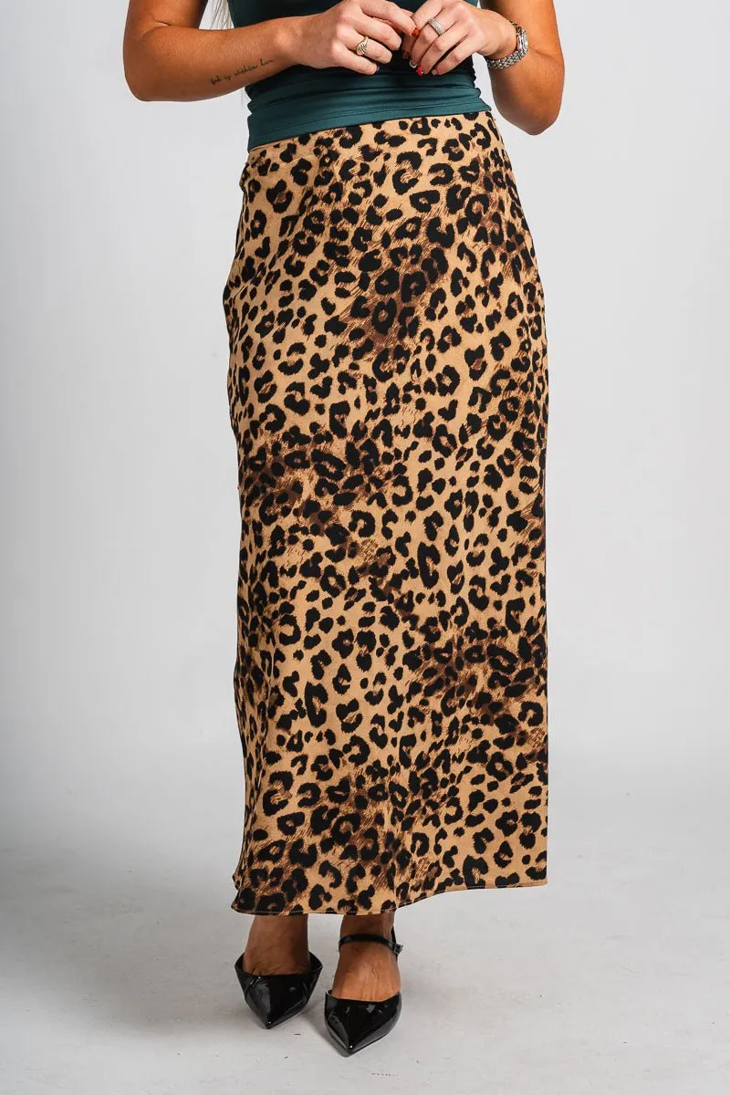 Leopard midi skirt brown