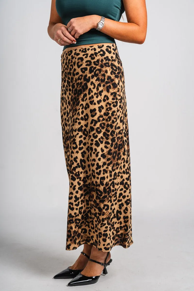 Leopard midi skirt brown