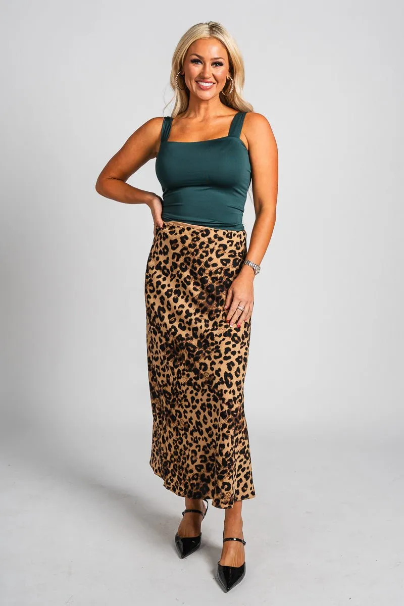 Leopard midi skirt brown