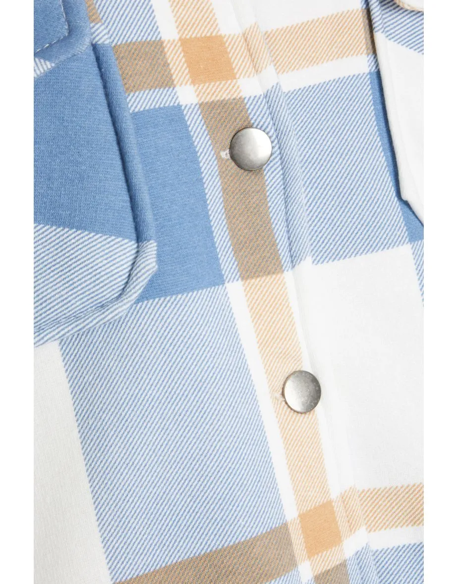 Light Blue Oversized check shacket For Her-2015