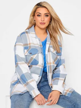 Light Blue Oversized check shacket For Her-2015