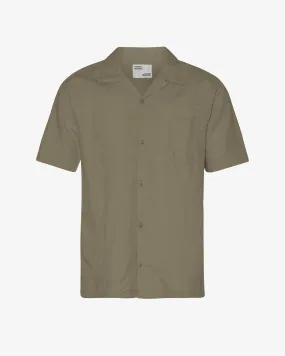 Linen Short Sleeved Shirt - Dusty Olive