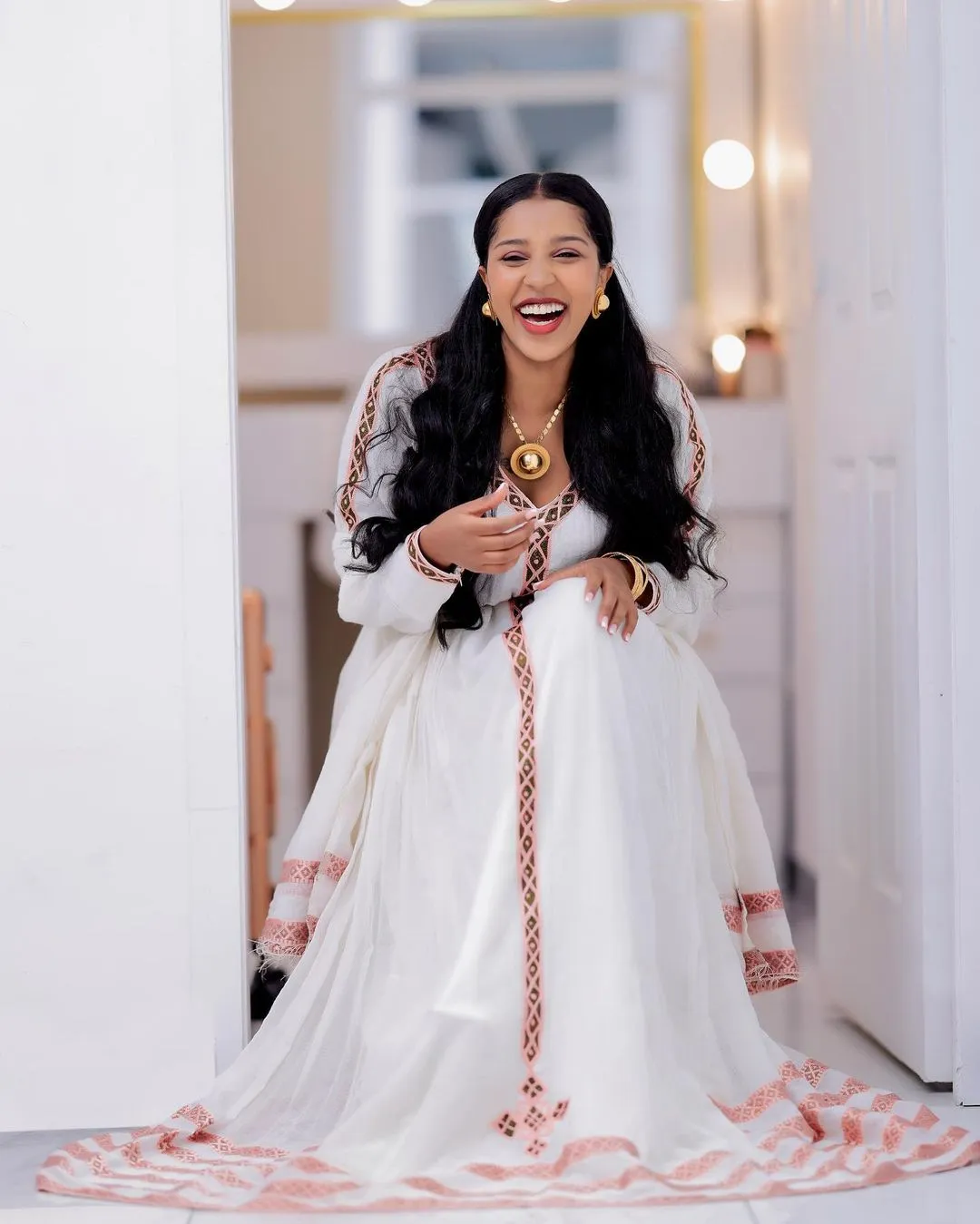 Lovely Look in Pink Habesha Dress: Simple Designed Traditional Ethiopian Dress, Habesha Kemis Tailored for Every Occasion