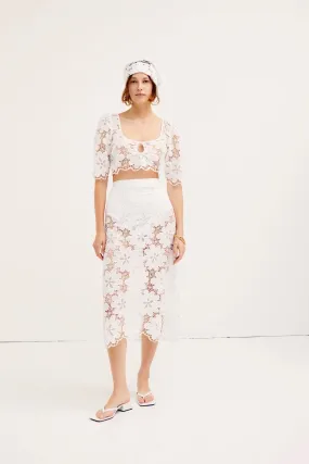 MALIKA WHITE MIDI SKIRT