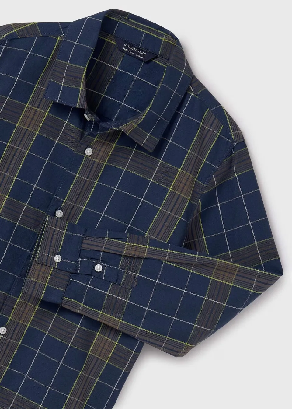 Mayoral Older Boys Blue Checked Shirt 7110