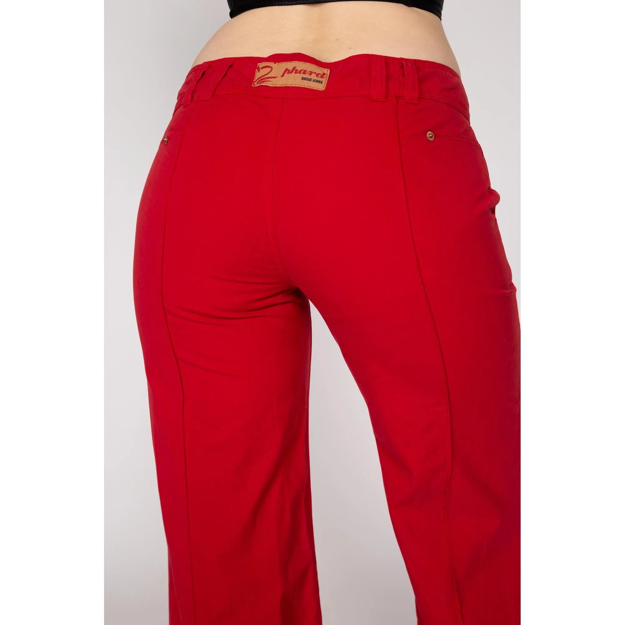 Medium Y2K Red Low Rise Wide Leg Flares