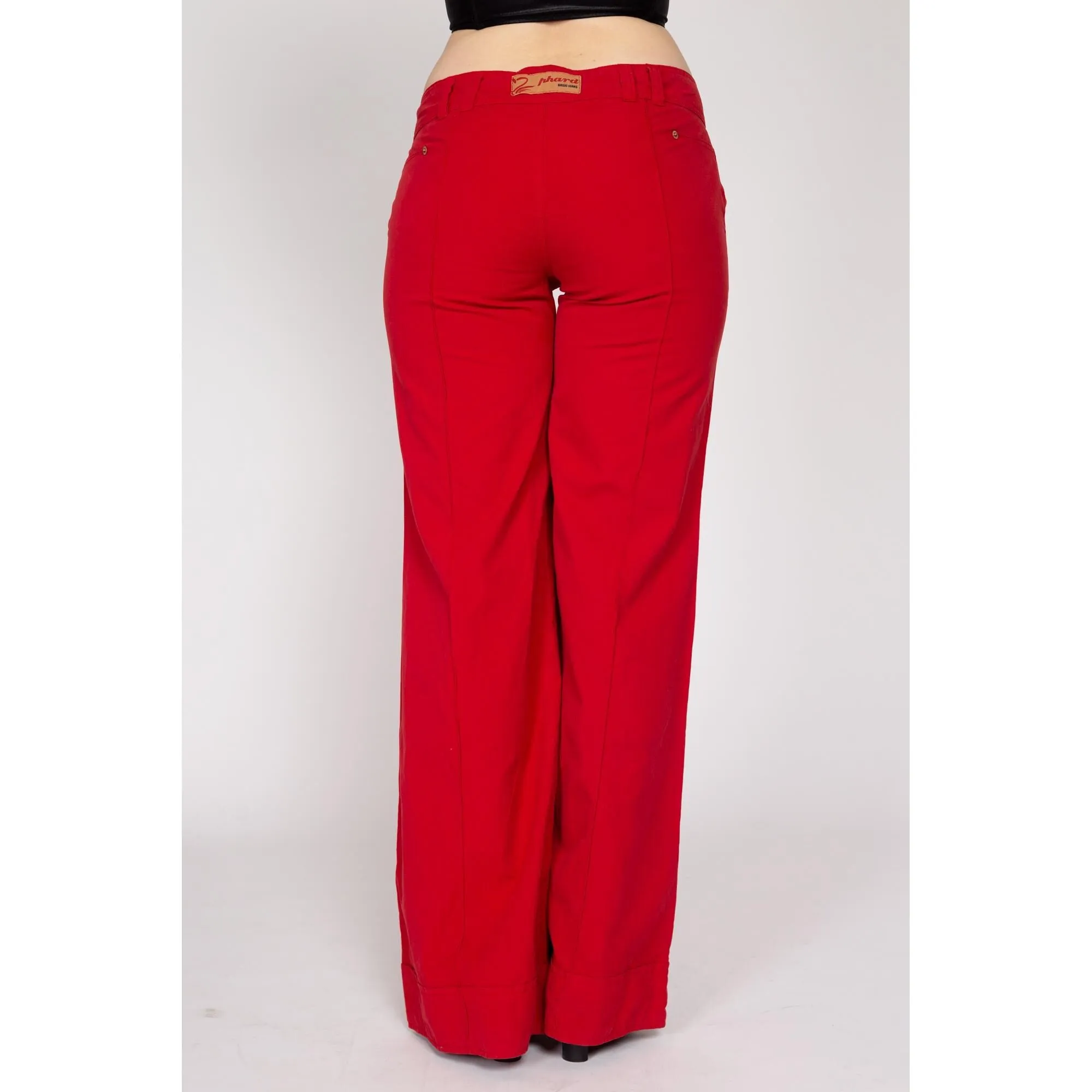Medium Y2K Red Low Rise Wide Leg Flares