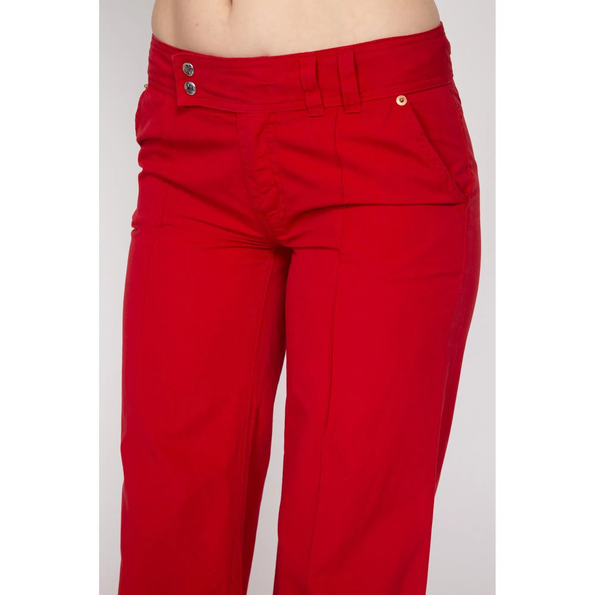 Medium Y2K Red Low Rise Wide Leg Flares