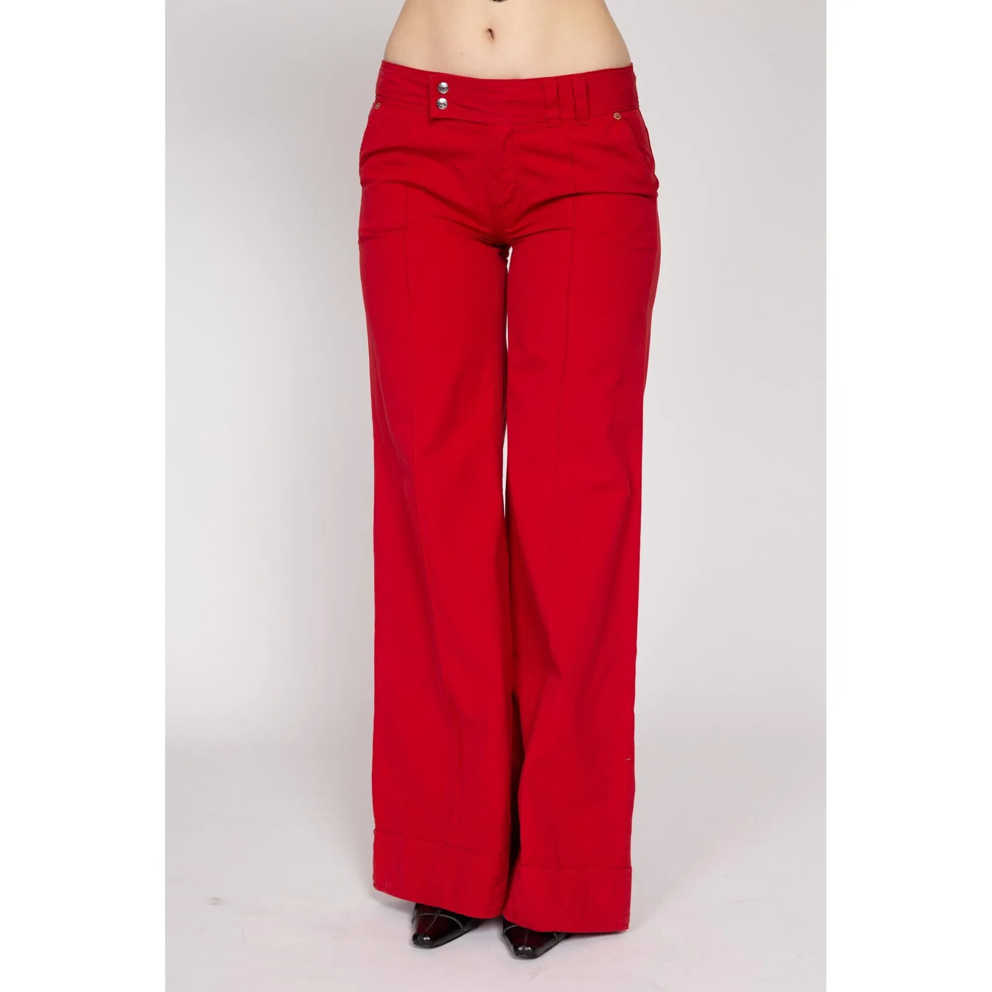 Medium Y2K Red Low Rise Wide Leg Flares