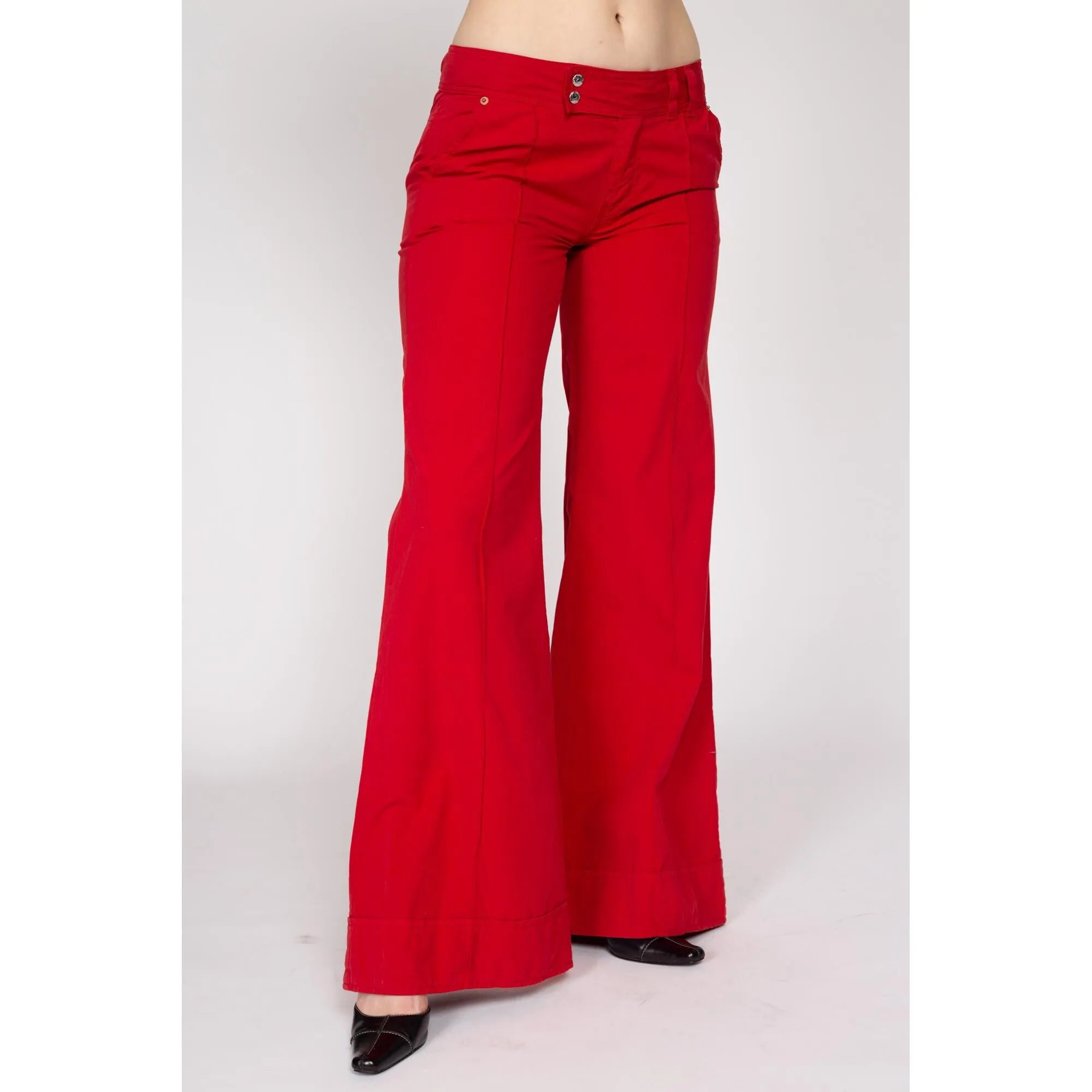 Medium Y2K Red Low Rise Wide Leg Flares