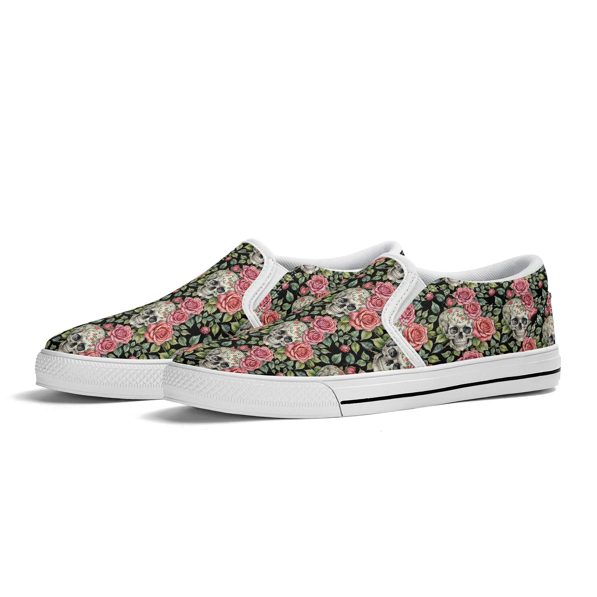 Mens Pink Skull Rubber Slip On Shoes
