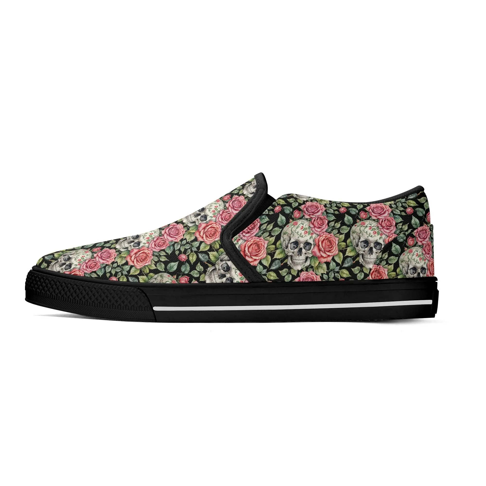 Mens Pink Skull Rubber Slip On Shoes