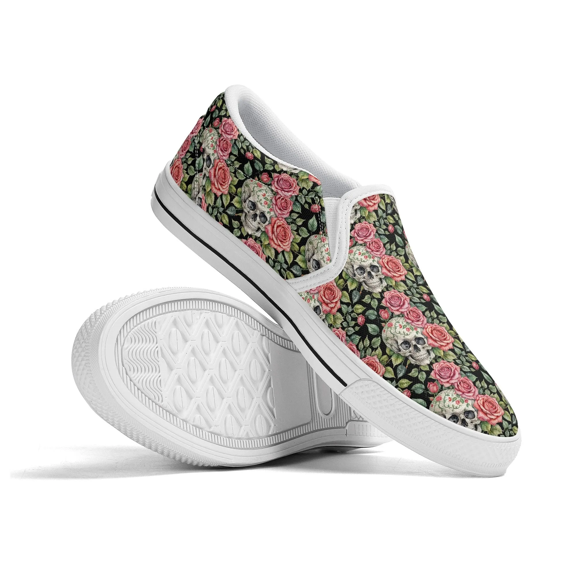 Mens Pink Skull Rubber Slip On Shoes
