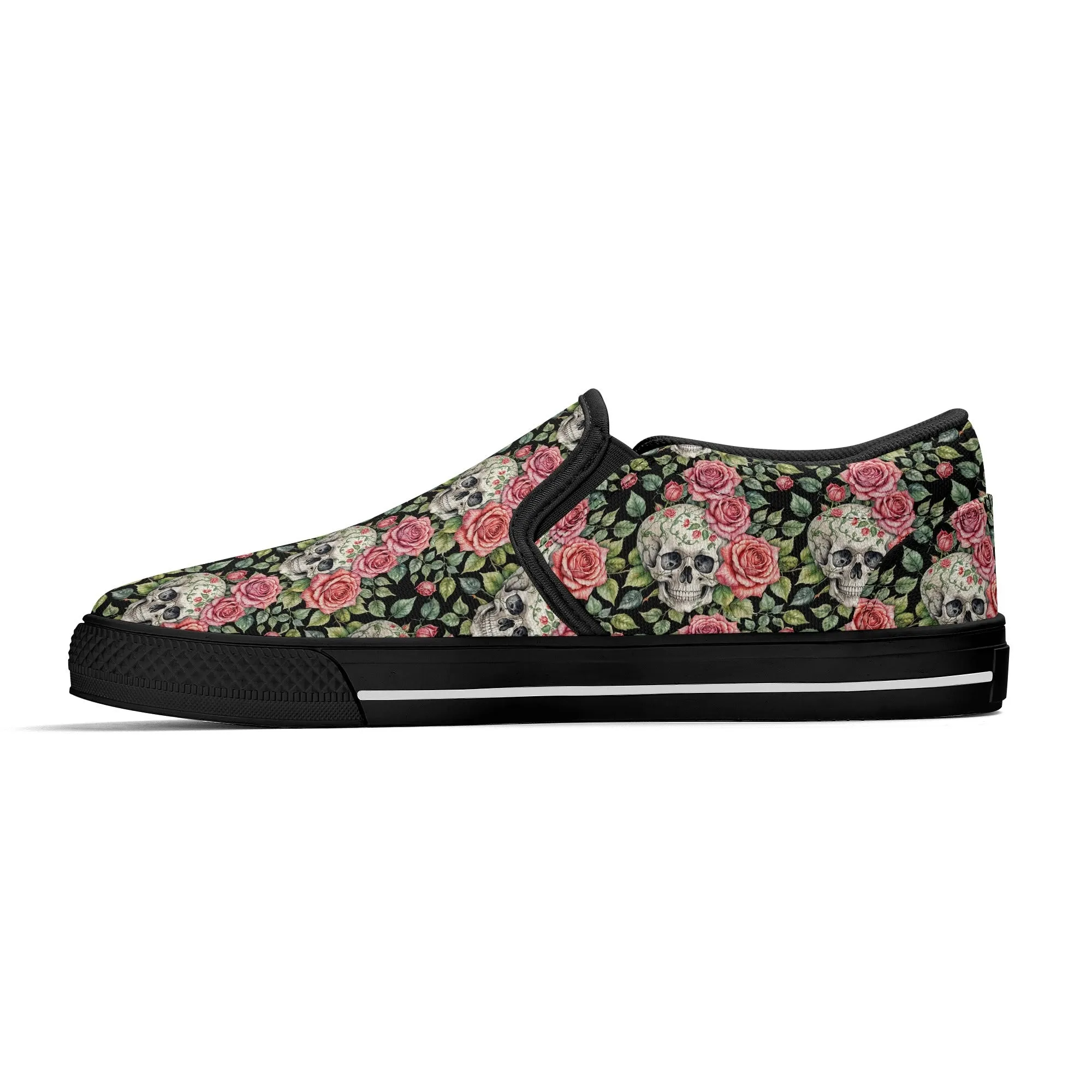 Mens Pink Skull Rubber Slip On Shoes