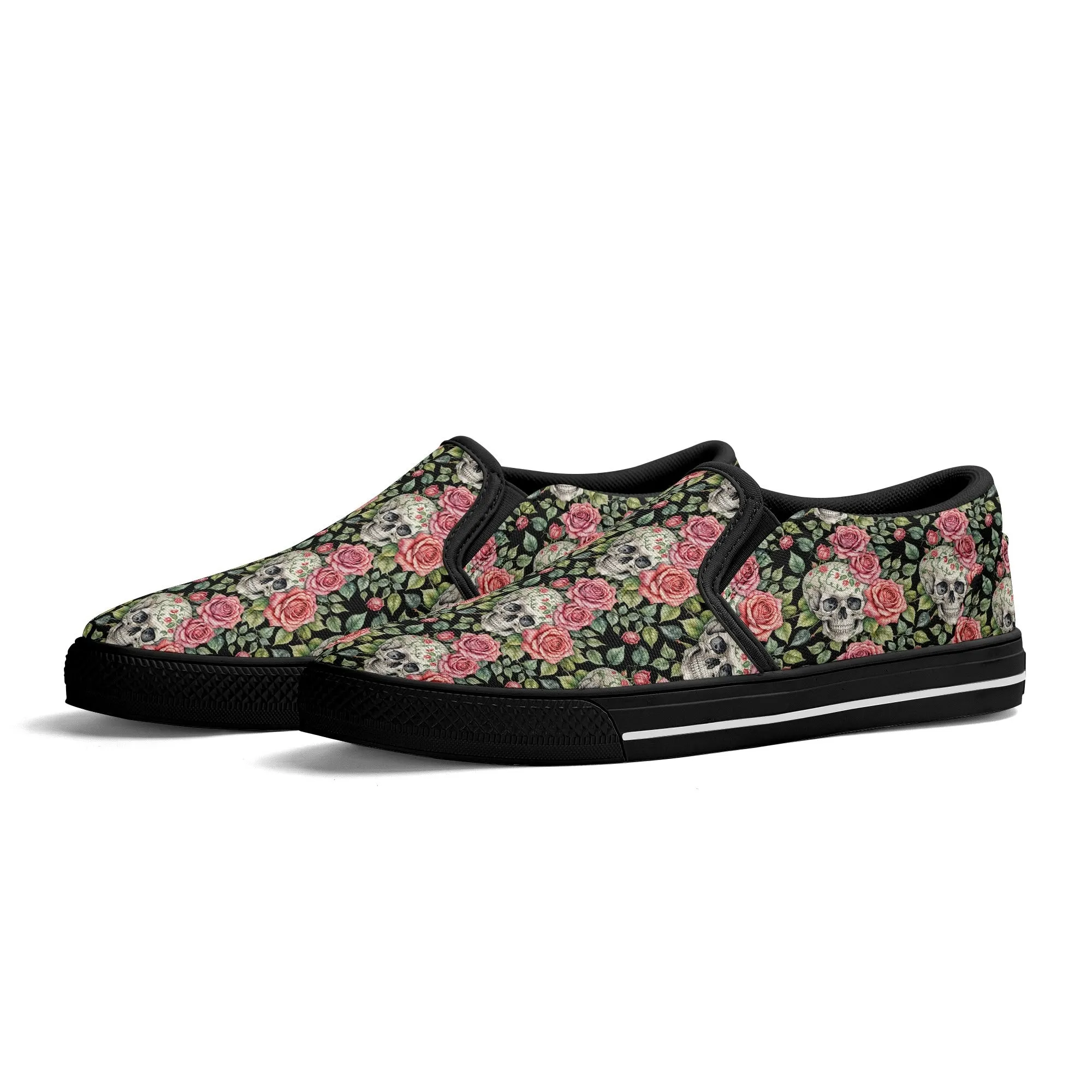 Mens Pink Skull Rubber Slip On Shoes
