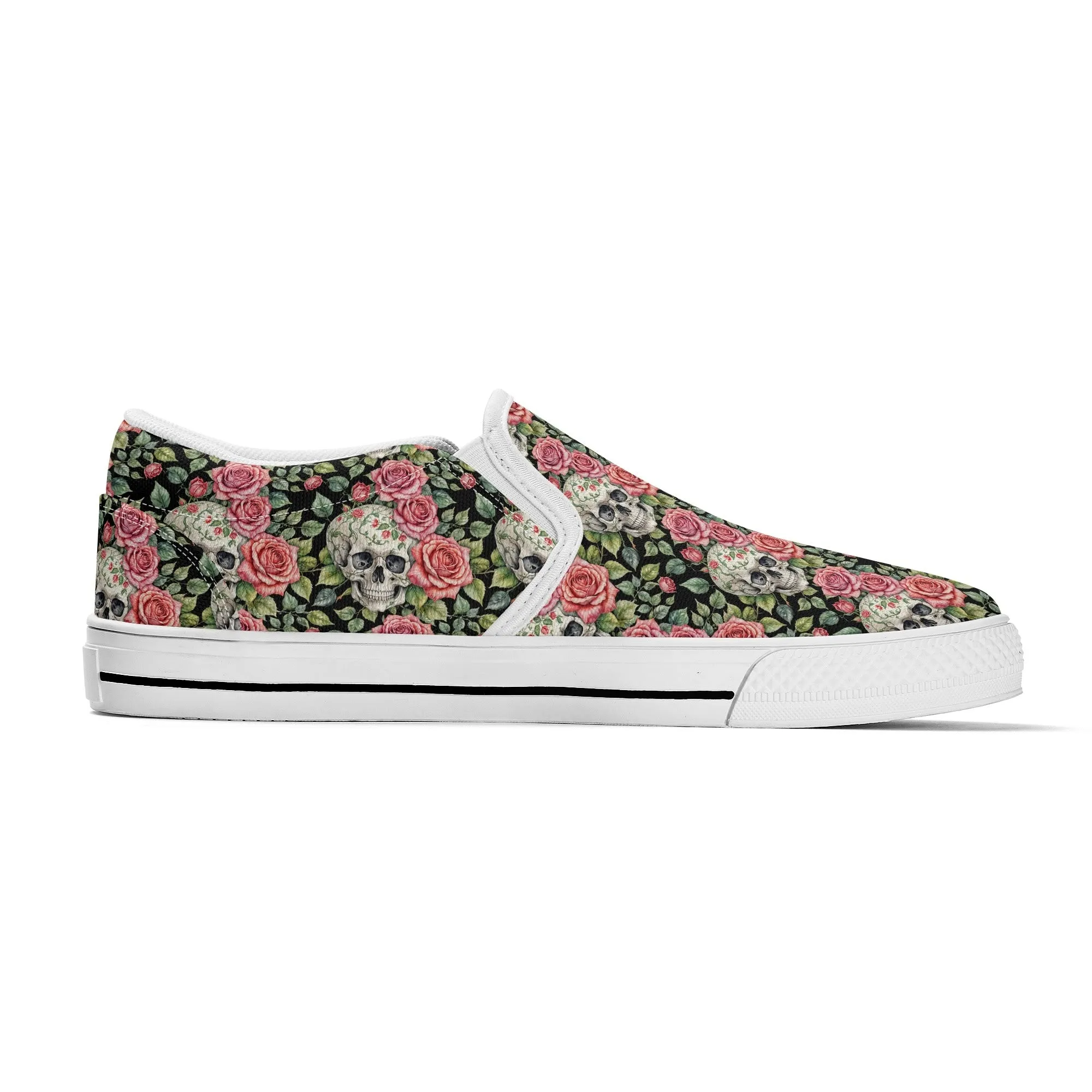 Mens Pink Skull Rubber Slip On Shoes