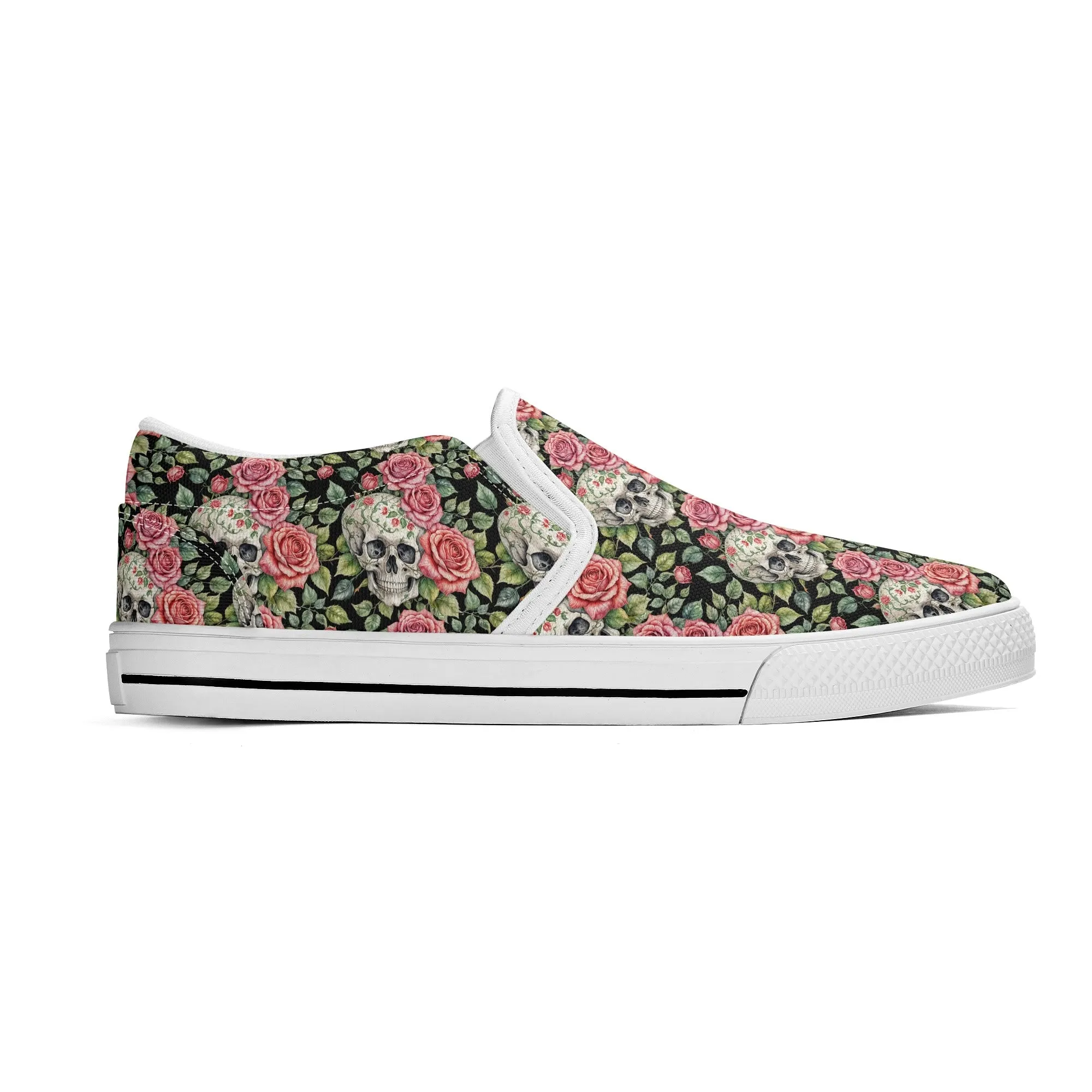 Mens Pink Skull Rubber Slip On Shoes