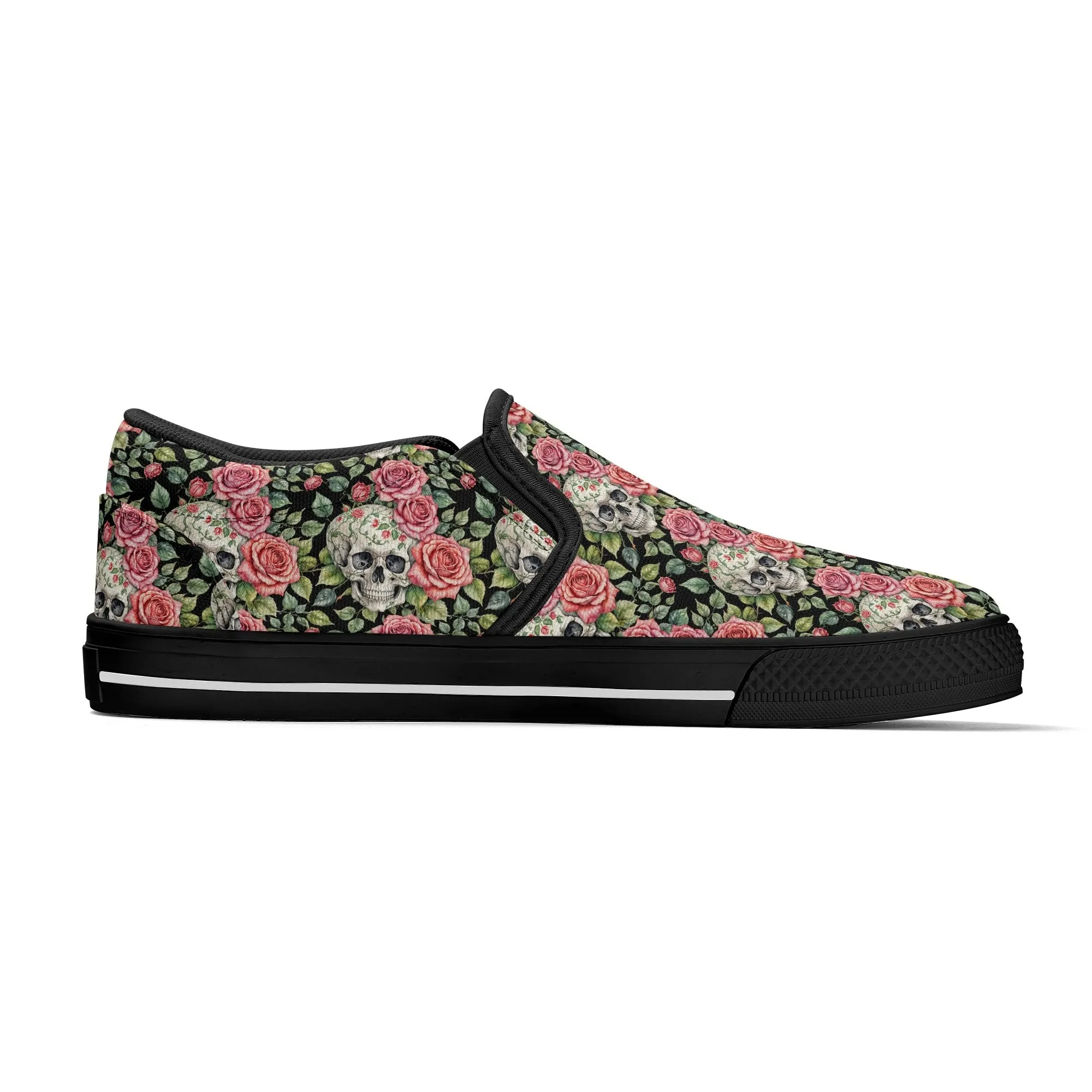 Mens Pink Skull Rubber Slip On Shoes