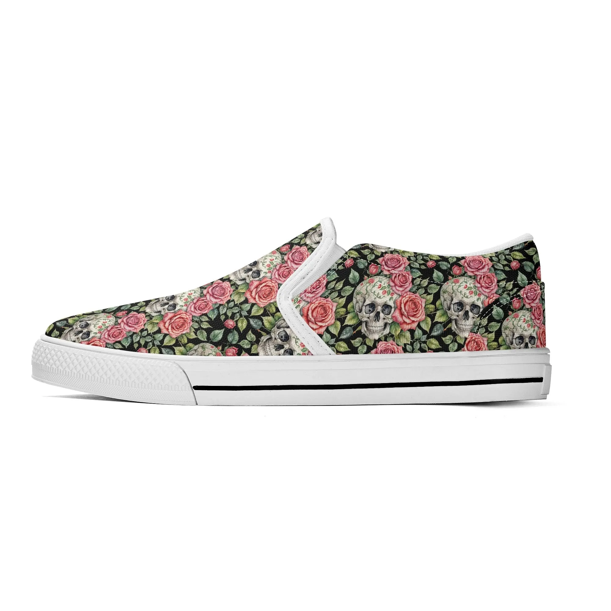 Mens Pink Skull Rubber Slip On Shoes
