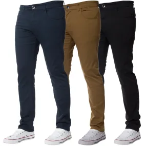 Mens Slim Fit Chinos Stretch Skinny Casual Smart Jeans All Waist