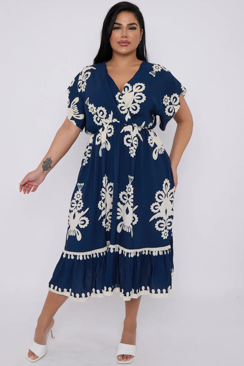 Midi Printed Wrap Dress