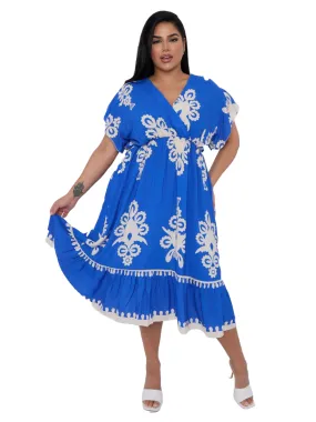 Midi Printed Wrap Dress