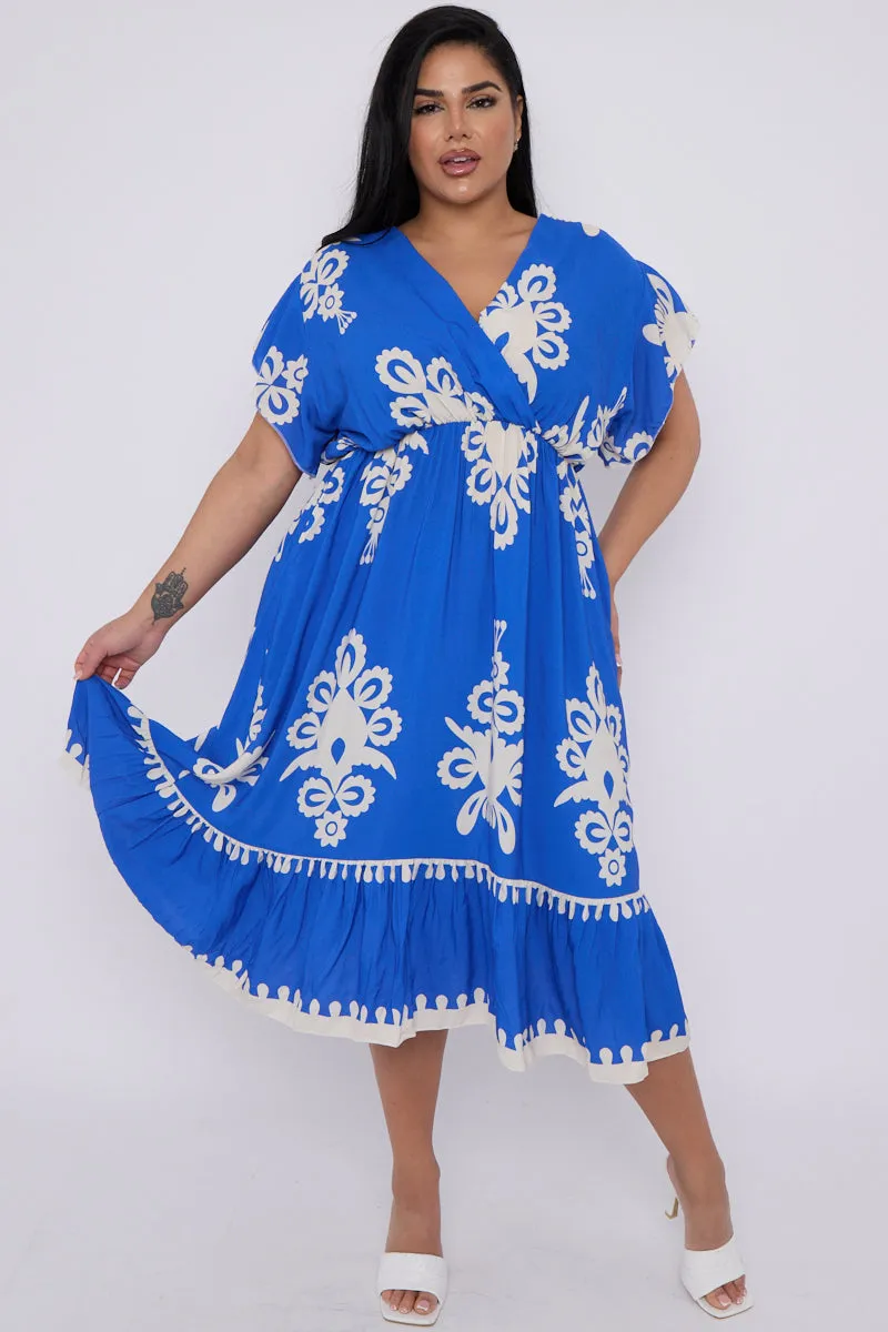 Midi Printed Wrap Dress