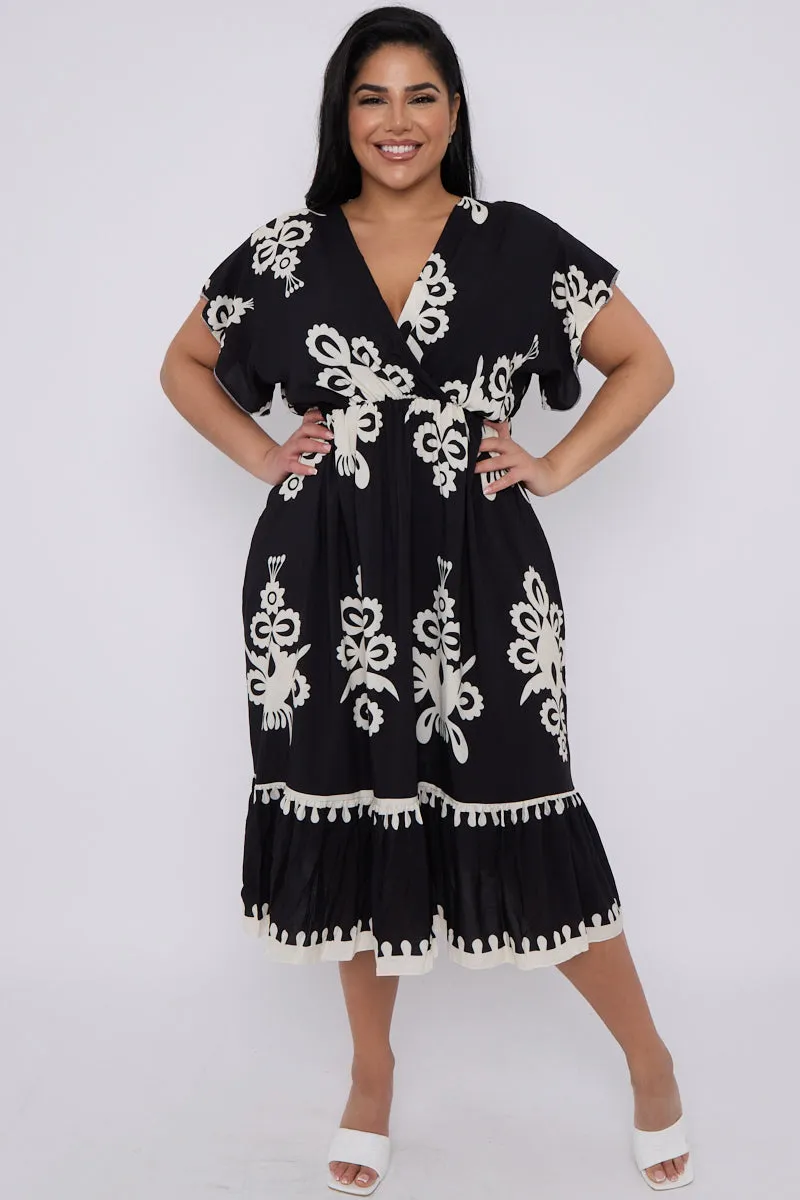 Midi Printed Wrap Dress