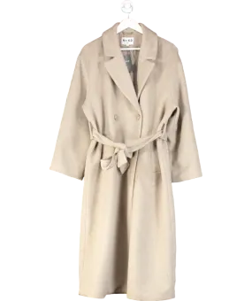NA-KD Beige Wool Blend Scarf Detail Coat UK 8