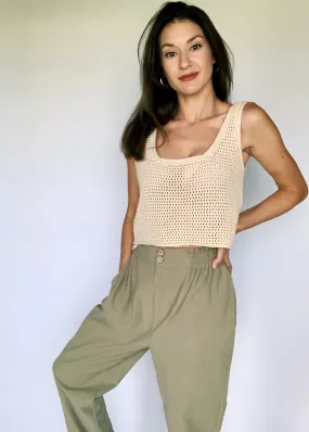 Olive Elastic High Waist Pants