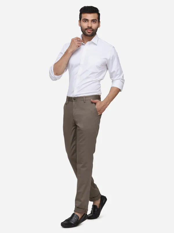 Olive Solid Uno Fit Casual Trouser | JadeBlue
