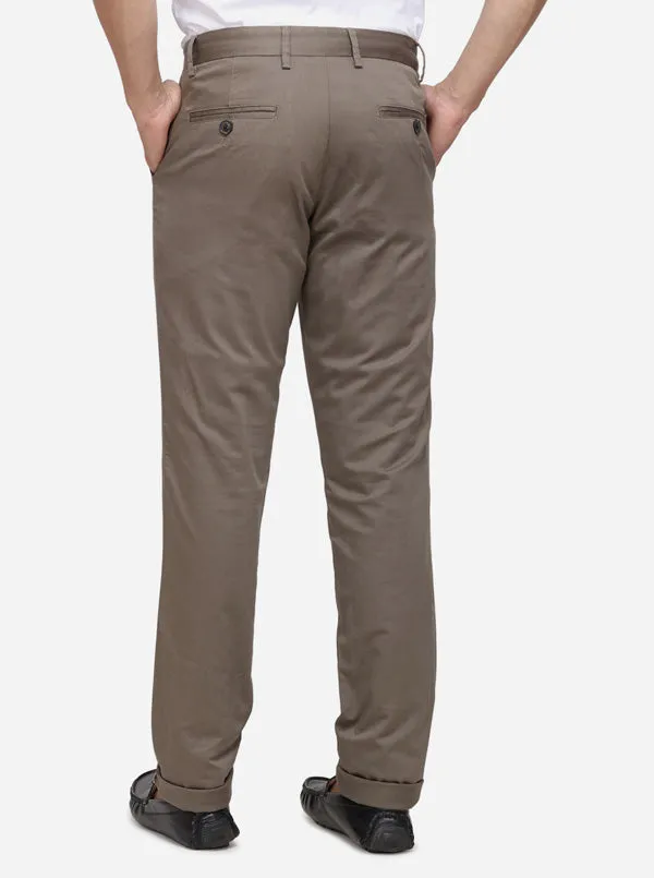 Olive Solid Uno Fit Casual Trouser | JadeBlue