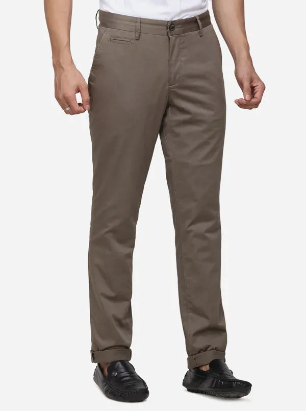 Olive Solid Uno Fit Casual Trouser | JadeBlue