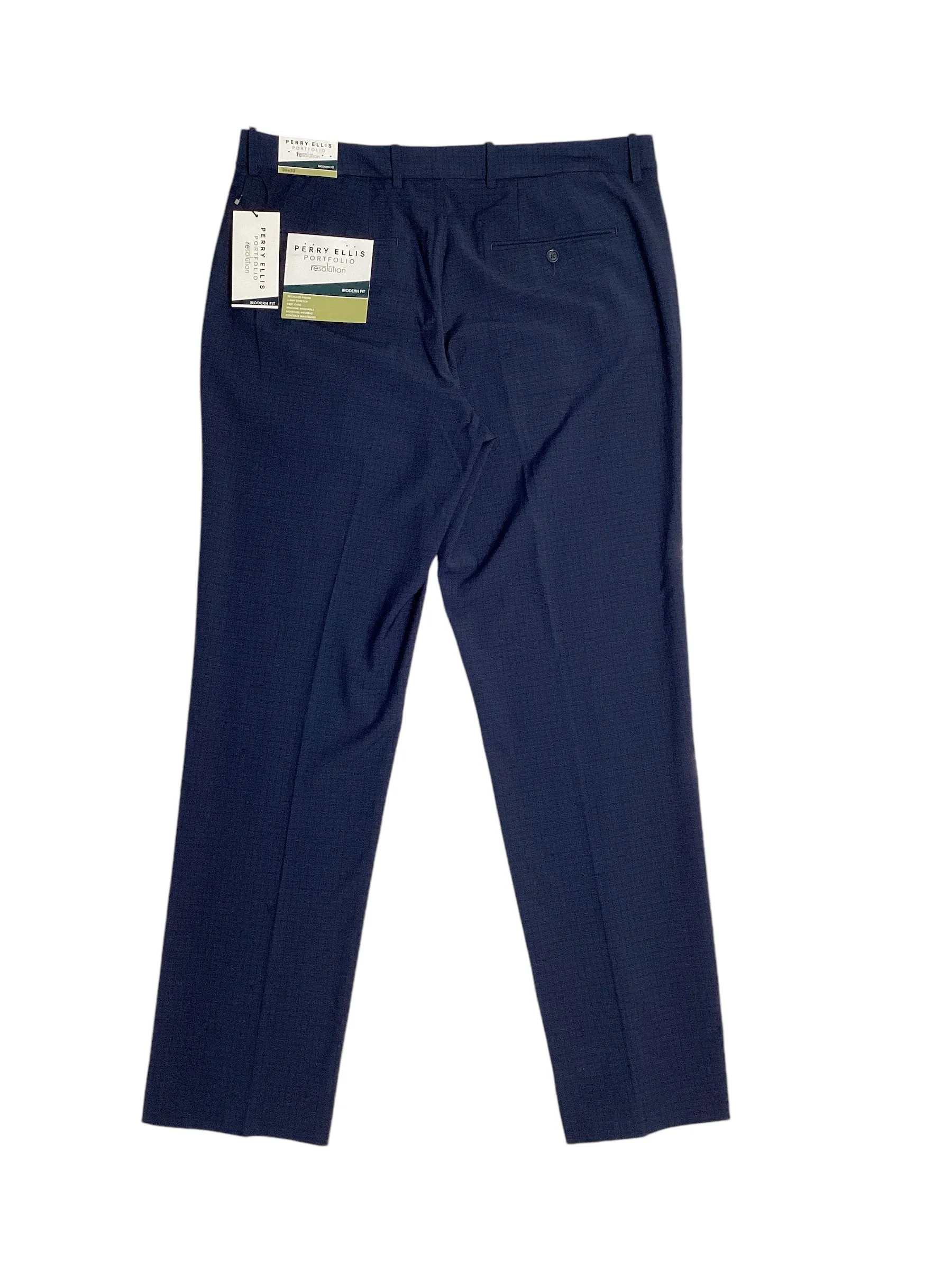 Perry Ellis Mens Slim Fit Dress Pants 30 / 30 Navy Blue Stretch